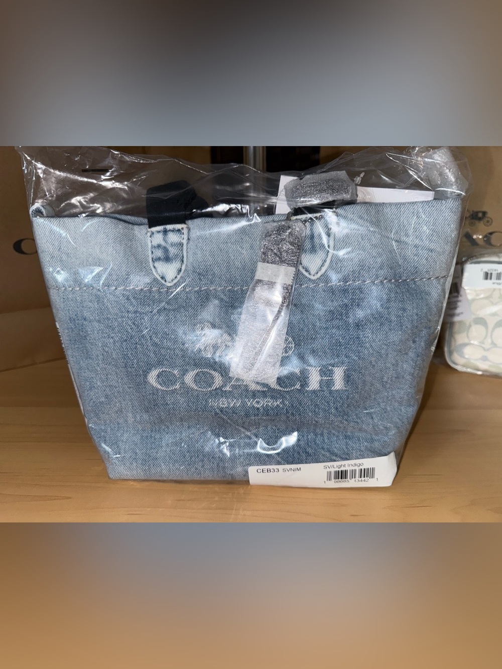 Coach Outlet Mini Tour Tote Bag In Loved Denim with charms - Picture 8 of 15